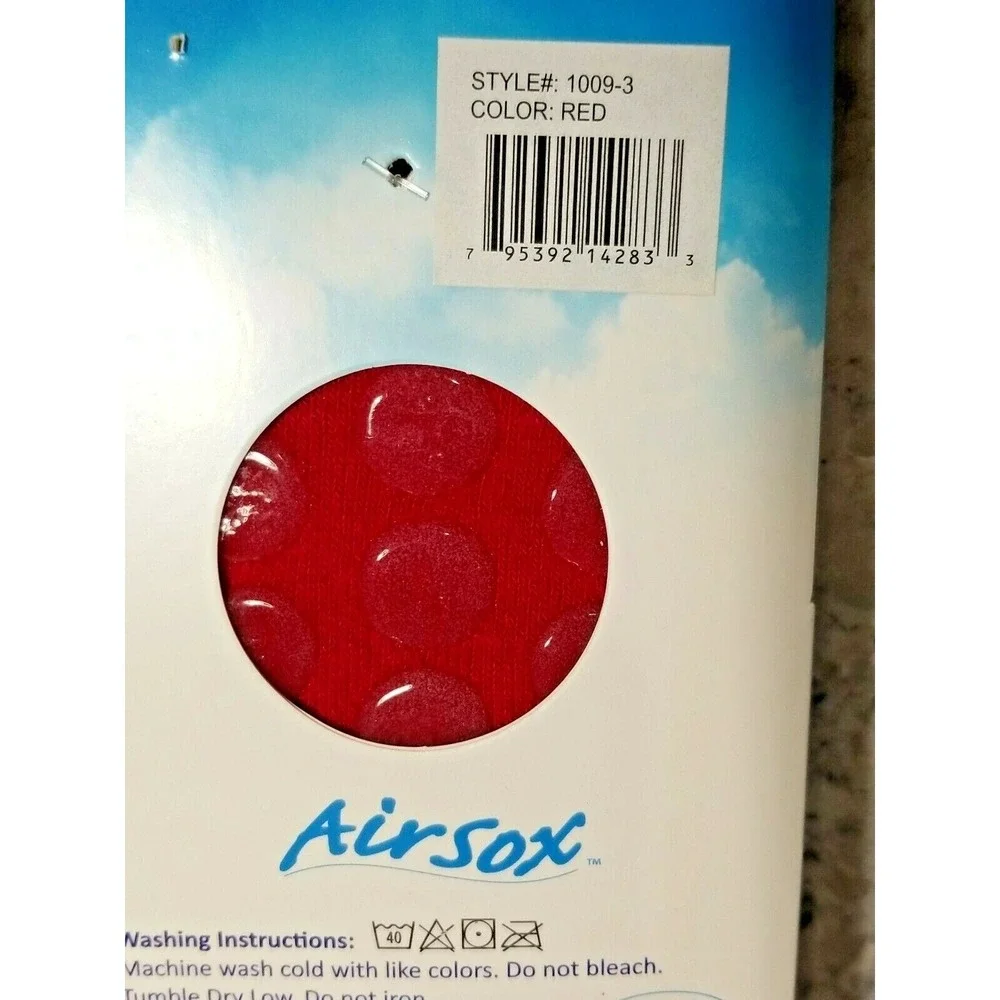 Lot of 2 Airsox Yoga Socks Red Ankle Pilates Gym Non Slip Medium 1009-3 NEW